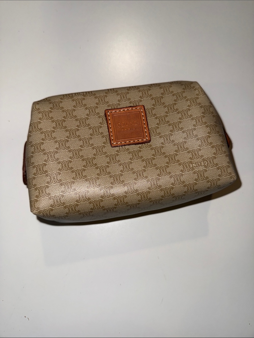 Celine small makeup bag w/ top zipper closure. - Picture 6 of 11